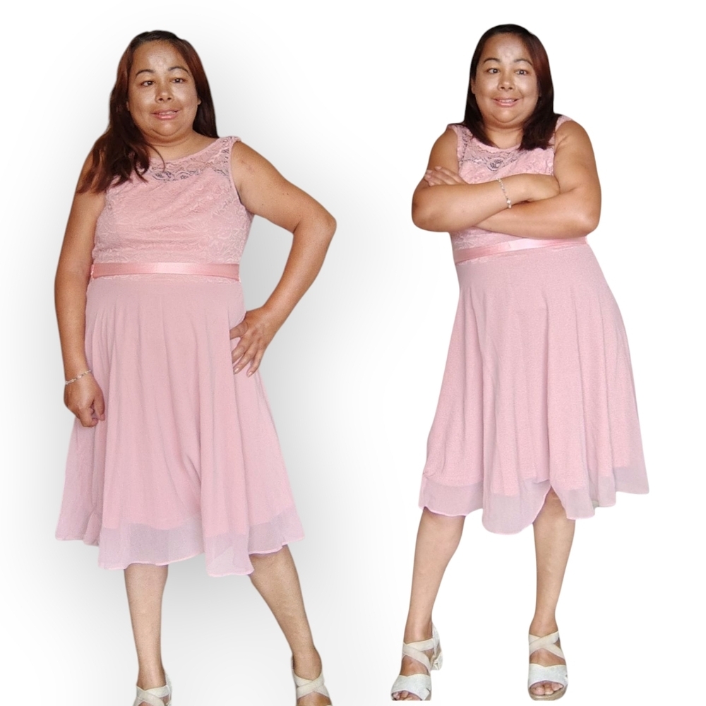 Bery Love Women's Medium Elegant Pink Sleeveless Dress